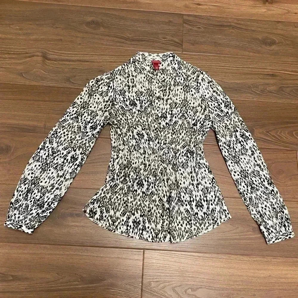 Merona long sleeve animal snake print blouse size xs with drawstring waist